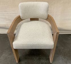 Open Box: Modern Farmhouse Dining Armchair - Performance Boucle Oatmeal, Fog