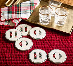 Stewart Plaid Alphabet Coasters - Set of 4