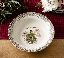 Vintage Christmas Stoneware Serving Bowl