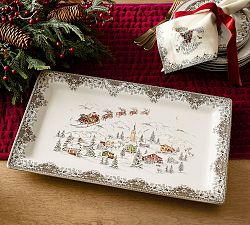 Vintage Christmas Stoneware Serving Platter