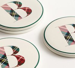 Stewart Plaid Alphabet Coasters - Set of 4