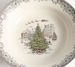 Vintage Christmas Stoneware Serving Bowl