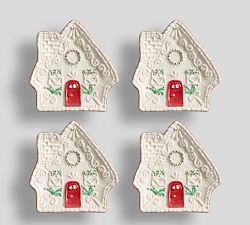 Gingerbread House Stoneware Appetizer Plates - Set of 4