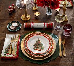 Stewart Plaid Stoneware Scallop Round Appetizer Plates - Set of 4