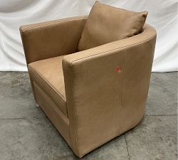Open Box: Ayden Barrel Leather Swivel Armchair - Churchfield Taupe