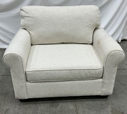 Open Box: Buchanan Square Arm Chair-And-A-Half - Performance Boucle Oatmeal, Espresso Feet