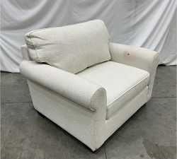 Open Box: Buchanan Square Arm Chair-And-A-Half - Performance Boucle Oatmeal, Espresso Feet