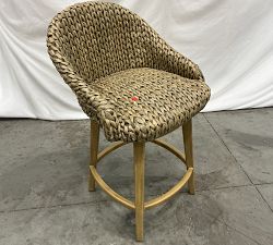 Open Box: Seagrass Bucket Swivel Counter Stool (27"H) - Gray Wash, Seadrift