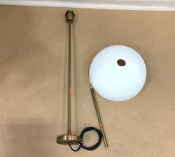Open Box: Windham Alabaster Dome Pendant (12"Diam x 22"H) - Tumbled Brass