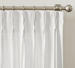 Open Box: Emery Linen Triple Pinch Pleat Light Filtering Curtain (50"W x 96"L) - White