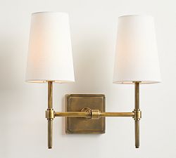 Open Box: Pearson Double Shade Sconce (12") - Tumbled Brass