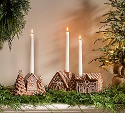 Ceramic Gingerbread Village Candle Holder