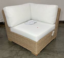 Open Box: Huntington Wicker Slope Arm Outdoor Corner Chair with Cushion - High Performance Canvas &amp; Rattan Natural