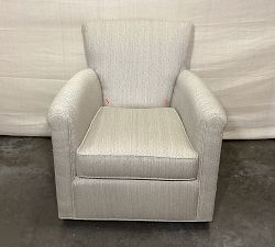 Open Box: Irving Roll Arm Swivel Chair without Nailheads (33"H) - Sunbrella Performance Herringbone Light Gray