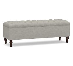 Open Box: Lorraine Upholstered Queen Tufted Storage Bench (58") - Premium Performance Basketweave Light Gray, Espresso
