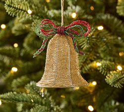 Beaded Bell Ornament with Bow