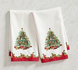 Nostalgic Christmas Tree Hand Towels - Set of 2