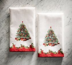 Nostalgic Christmas Tree Hand Towels - Set of 2