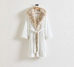 Leopard Faux Fur Trim Robe