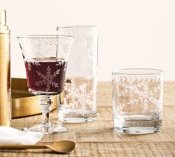 Etched Glass Snowflake Cocktail Glasses - Set of 4