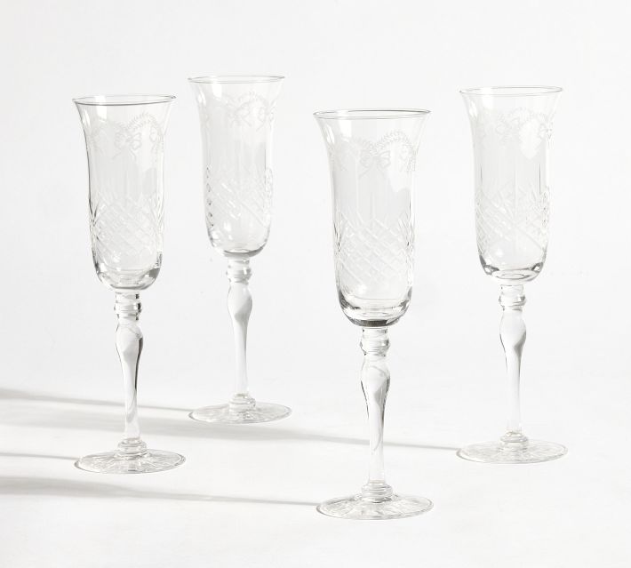 LoveShackFancy Bow Champagne Flutes, Set of 4