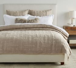 Belgian Flax Linen Handcrafted Basketweave Quilt