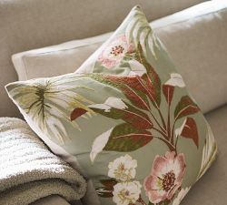 Vintage Islands Tropical Floral Embroidered Pillow Cover