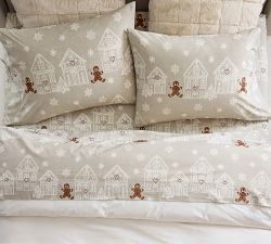 Gingerbread Village Percale Sheet Set