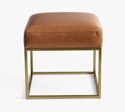 Millie Leather Square Accent Stool (18")