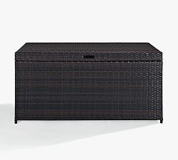 Open Box: Benson Outdoor Wicker Pool Storage Bin (52"W x 25"H) - Brown