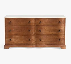 Open Box: Scarlett 6-Drawer Dresser (64") - Brogan Brown, White Marble Top 