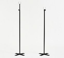 Open Box: Outdoor Standing String Light Post, Set of 2 - Black