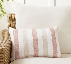 Open Box: Sunbrella® Rue Multi Stripe Outdoor Pillow, 24" Square - Terracotta