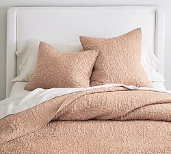 Open Box: Belgian Flax Linen Floral Stitch Quilt, Full/Queen - Rosewood Blush