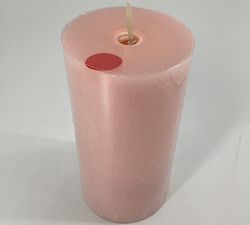 Open Box: Premium Flickering Flameless Wax Pillar Salt Washed Candle, 3" x 6" - Pale Pink