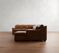 York Slope Arm Deep Seat Leather 4-Piece Chaise Sectional (125")