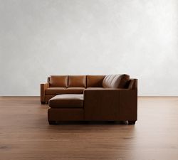 York Square Arm Leather 4-Piece Chaise Sectional (119")