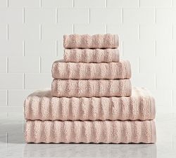 Open Box: Textured Striped Wash Cloth, Set of 2 - Blush
