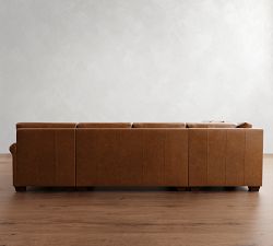 York Roll Arm Leather 4-Piece Chaise Sectional (121")