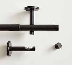Open Box: Standard Modern Hardware Rod with Hidden Connection Bracket, 108" - 144", 1.25" Diam - Antique Bronze