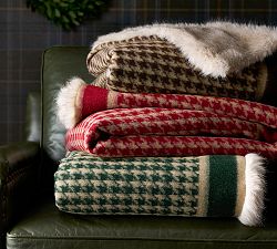Houndstooth Faux Fur Back Throw ​