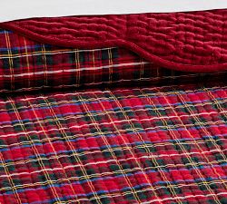 Velvet Scalloped Stewart Plaid Reversible Quilt