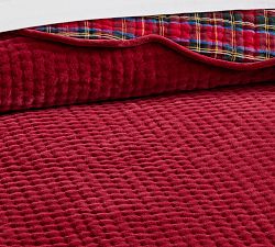 Velvet Scalloped Stewart Plaid Reversible Quilt