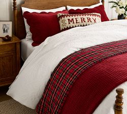 Velvet Scalloped Stewart Plaid Reversible Quilt
