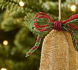 Beaded Bell Ornament with Bow