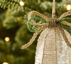 Beaded Bell Ornament with Bow