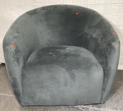 Open Box: Payton Upholstered Swivel Armchair - Performance Everyday Velvet™ Smoke
