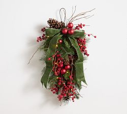 Faux Lit Christmas in the Country Swag