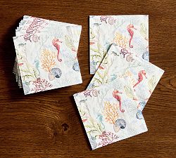 Caspari Enchanted Coast Cocktail Napkins - Set of 20