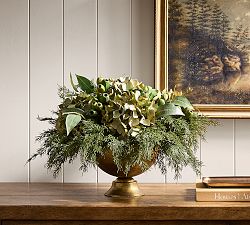 Faux Cedar and Hydrangea Composed Arrangement